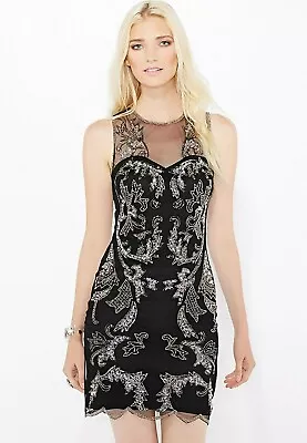 BNWT New £79 MISS SELFRIDGE Black SPARKLY SEQUIN Evening PARTY Dress Size 12 • $37.29