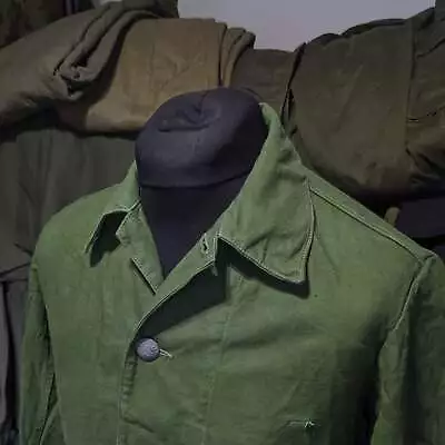 Swedish Army Vintage M59 Forest Green 100% Cotton Chore Coat Parka Jacket • £27.50