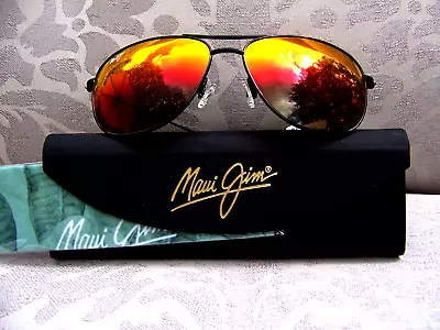 *NWT* MAUI JIM CLIFF HOUSE Black Gloss & Red Lava Polarized Sunglasses RM247-02 • $249.98