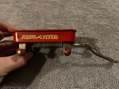 VINTAGE POST WW2 RED RADIO STEEL FLYER MINI MINIATURE SMALL TOY WAGON - 1930’s? • £38.60