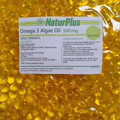 £12.99 • Buy Omega 3 Algae Oil 500mg Vegan Vegetarian DHA Essential Fatty Acid - Naturplus