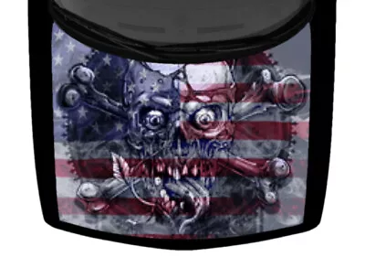 USA Patriotic Flag Skull Pentagram Star Hood Wrap Vinyl Car Truck Graphic Decal • $105.33