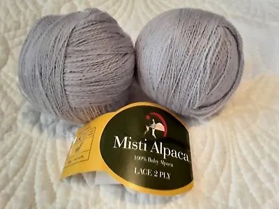 Misti Alpaca Yarn 100% Baby Alpaca Lace 2 Ply 2 Sks Periwinkle Already Wound 50 • $25