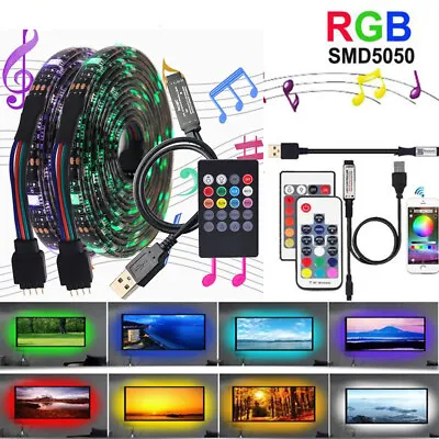 TV Computer Backlight 5V USB LED Strip Light 5050 RBG Background Lighting 1-5M • £8.24