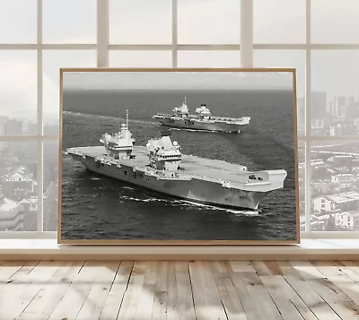 HMS Queen Elizabeth & HMS Prince Of Wales Royal Navy Print Ships Poster • £14.99