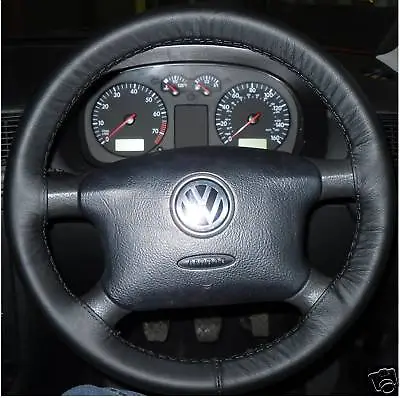 For Vw Jetta Mk4bora Black Italian Leather Steering Wheel Cover Best Quality • $32.90