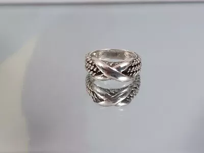 Vintage 925 Sterling Silver Chunky Criss Cross Ring (925 CW Marked) Size 7 • $30.98