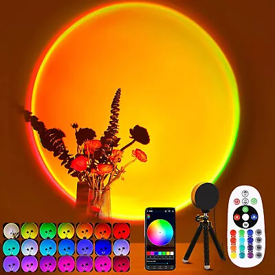 RGB Sunset Projector Projection USB Atmosphere LED Desk Lamp Night Light Gift • $17.90