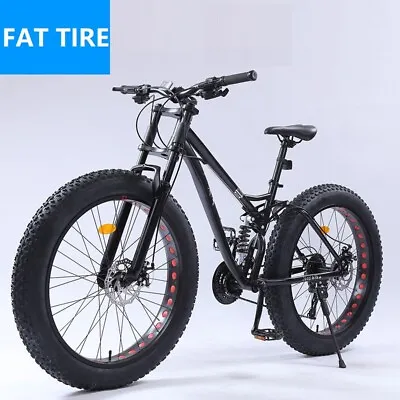 24/26  Large Fat Tire Heavy Duty Beach Mountain Bike 27 Speed Shimano Equipped • $779