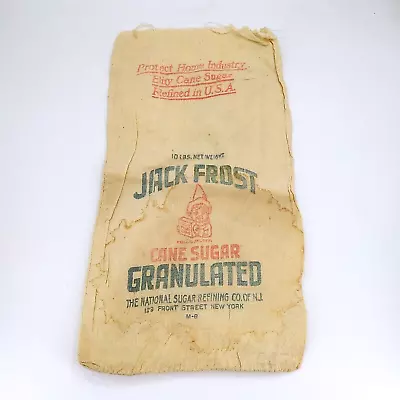 Vintage Jack Frost Brand 5lb Cane Sugar Cloth Sack Packaging  • $17.99