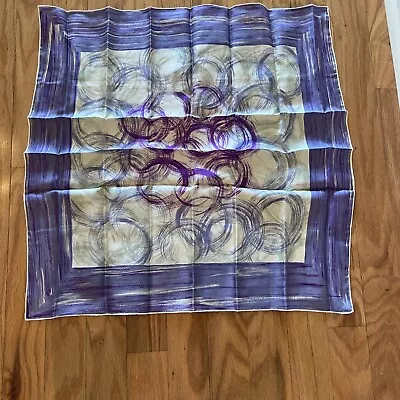 Vintage French Gold Silk Scarf Purple Abstract Spring 26 Squ • $24