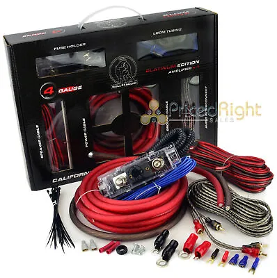 $29.95 • Buy Bullz Car Audio Red 4 Gauge Pro AMP / Amplifier Power Wiring Kit BPE4R
