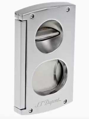 $169 • Buy S.T. Dupont V-Cut & Double Blade Cigar Cutter, Chrome, 003418, New In Box