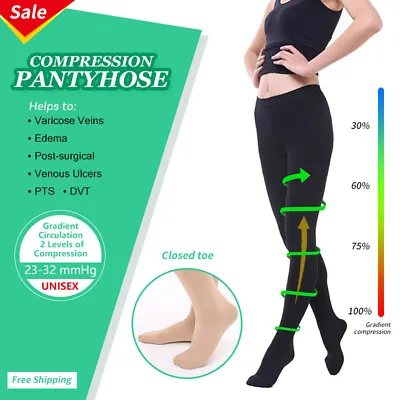 Medical Compression Pantyhose Tights Support Stockings SwellingVaricose Veins • £31.85