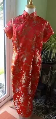 Long Tang Yi Size 46 Bright Red Cheongsam Approx. Uk 20/22 See Measurements • £18