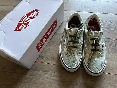 NWT Supreme VANS Dollar Bill Money Print Skate Era Sneakers Shoes Men's Sz 6 New • $79.95