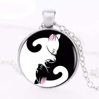 Cats Kittens Yin Ying Yang Sign Symbol Pet Animal Necklace Pendant Free Gift Bag • £5.99