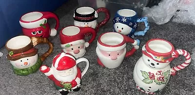 Vintage Christmas Mugs Lot Of 8  • $18