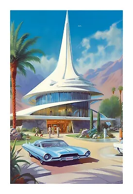 1960s Atomic Architecture Palm Springs Home Art Print Va44 • $19.99