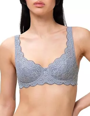 £28 • Buy Triumph Amourette 300 Half Cup Bra 10166798 Padded Lace Bras Morandi Grey