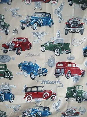 Cranston  ANTIQUE CLASSIC  CARS   Cotton  Fabric   VTG   VERY RARE  SBTHY X 44 W • $8.44