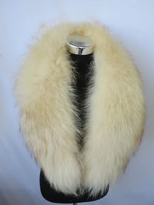 100% Real Raccoon Fur Collar/neck Wrap/unisex Jacket Beige Scarf 100*17cm • $49