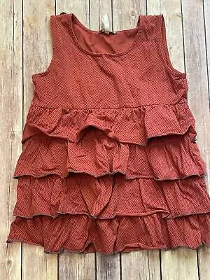 Matilda Jane Size 8 You & Me Garnet Lizzy Ruffle Tan Top Red B8 • $17.99