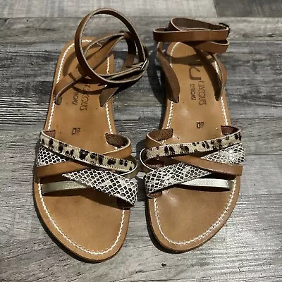 K.Jacques St Tropez Strappy Leopard Snake Tan Leather Sandals - 40/9 • $100