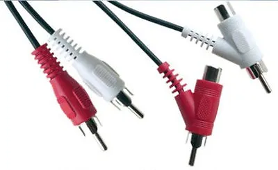 2M TWIN Stackable Phono RCA 2 X PLUG To PLUG Y Splitter Lead CABLE 2 Way • £3.45