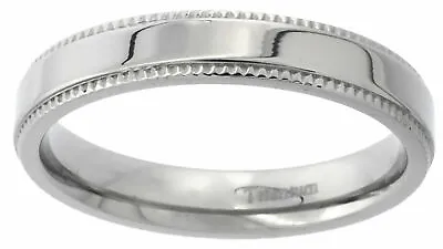 4mm Titanium Ring Men Women Wedding Band Milgrain Polished Flat Comfort Fit • $18.34