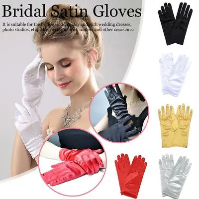 £3.65 • Buy Ladies Short Wrist Gloves Smooth Satin For Party Dress Prom Evening Wedding