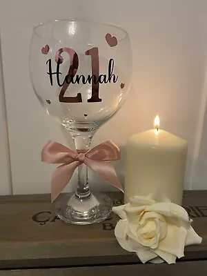 £8.95 • Buy Personalised Gin Glass - Any Name - Birthday 18th 21st 30th 40th 50th Rose Gold