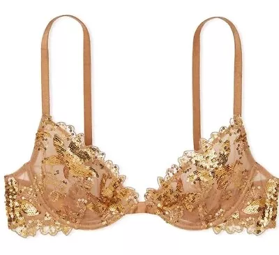 Victoria’s Secret 36C Very Sexy Ziggy Gold Sequined Demi Bra • $29.75