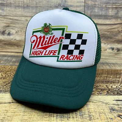 Miller High Life Racing Mens Trucker Hat Green Snapback Motorsport Vintage Cap • $19.99