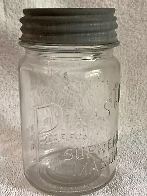 VINTAGE Presto Supreme Clear Mason Pint Jar Owens-Illinois Zinc Lid • $10