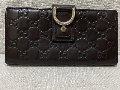 $285 • Buy GUCCI - Guccissima Brown Leather Abbey Long Wallet