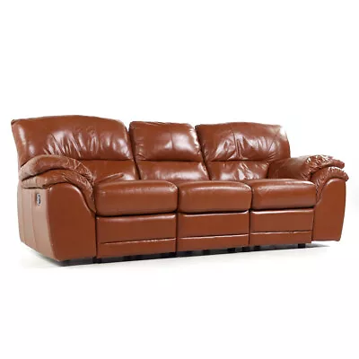 Natuzzi Style Brown Leather Modular Reclining Sofa • $1595