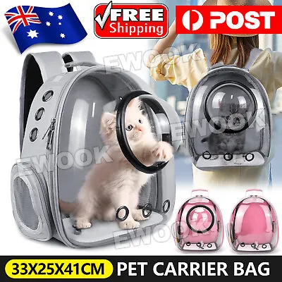 Cat Dog Breathable Pet Carrier Bag Outdoor Travel Transparent Space Backpack AU • $21.95