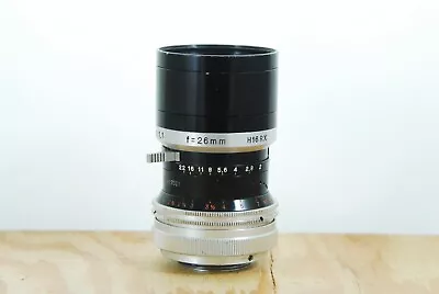 Kern Macro-Switar 26mm F/1.1 H16RX Lens W/ Hood - APERTURE OPEN - Cine (C) Mount • $719