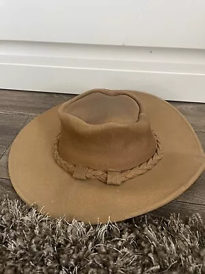 Vintage Minnetonka Genuine Leather The Outback Hat Size Medium • $39