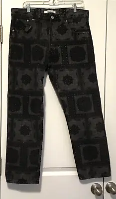 PACSUN Vintage Loose Black & White Bandana Print Jeans Men's Size 34x28 Art-Wear • $21