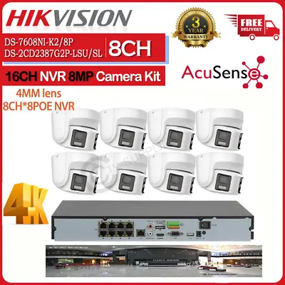 Hikvision 8CH 8MP ColorVu Panoramic CCTV Security IP Camera System 8POE NVR Lot • $128.25