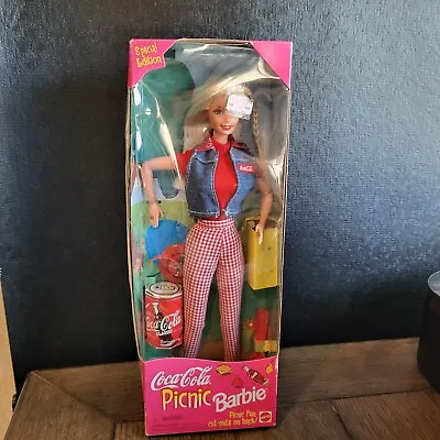 Barbie:  Coca Cola Picnic  Doll Frisbee Coke Cooler NIB 1997 • $33.70