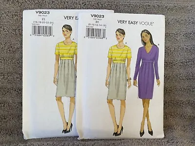 Vogue Pattern V9023 Ms Pullover Dress W/Neck & Sleeve Opts~Front Pleated Skirt • $3.25