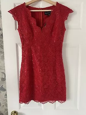 Lou Red Dress S/XS Occasion Wedding Party Coctail Lace • £17