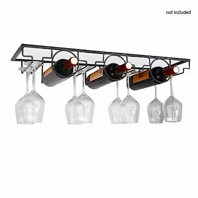 Wine Rack Hanging Glass Holder Shelf Wall Mount Metal Champagne Bottle Bar Decor • $21.86