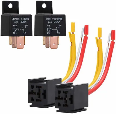 Automotive Car Relay Socket Harness 12V 80A AMP 4Pin DC SPST Normal Open Relay • $13.29