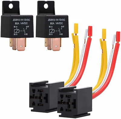 DC 12V Car Relay Socket Harness 80A AMP 4-Pin SPST Start Relay For Car Van Motor • $12.77