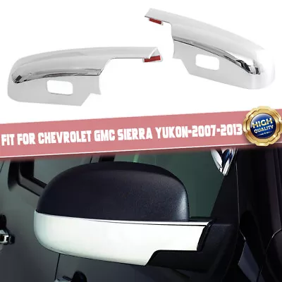 2X FOR 2007-2013 Chevy GMC Sierra Yukon XL CHROME LOWER HALF MIRROR COVER CAP • $29.99