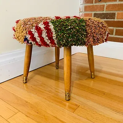 VTG Mid Century MCM 50s 60s Patchwork Foot Stool Ottoman Bench • $499.99